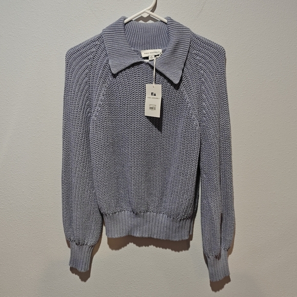 NWT Free Assembly Knit Sweater Size Small Clean Girl Aesthetic Baby Blue Cotton - Picture 2 of 5
